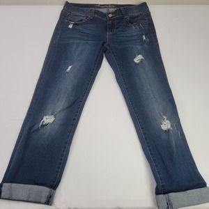American Rag Distressed Cuffed Jeans Dark‎ Wash Denim Women's Size
